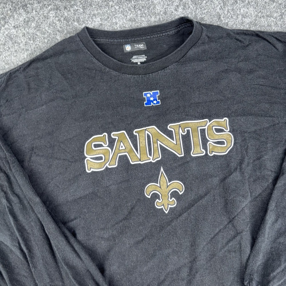 New Orleans Saints Long Sleeve Shirt Mens Xl Black Gold NFL Team Apparel Thick